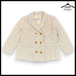 Vintage Ransohoffs Womens M Cream Chevron Metallic 60s Luxury Betsy Bates Jacket